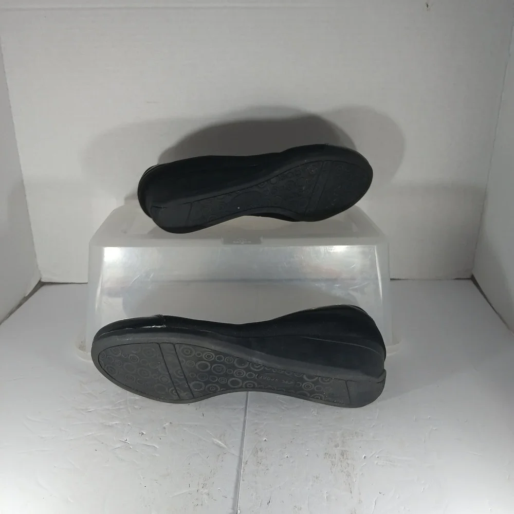 Anne Klein Sport Beyou Wedge Heels 8M Black Patent Trim Bow Office‎ Professional
